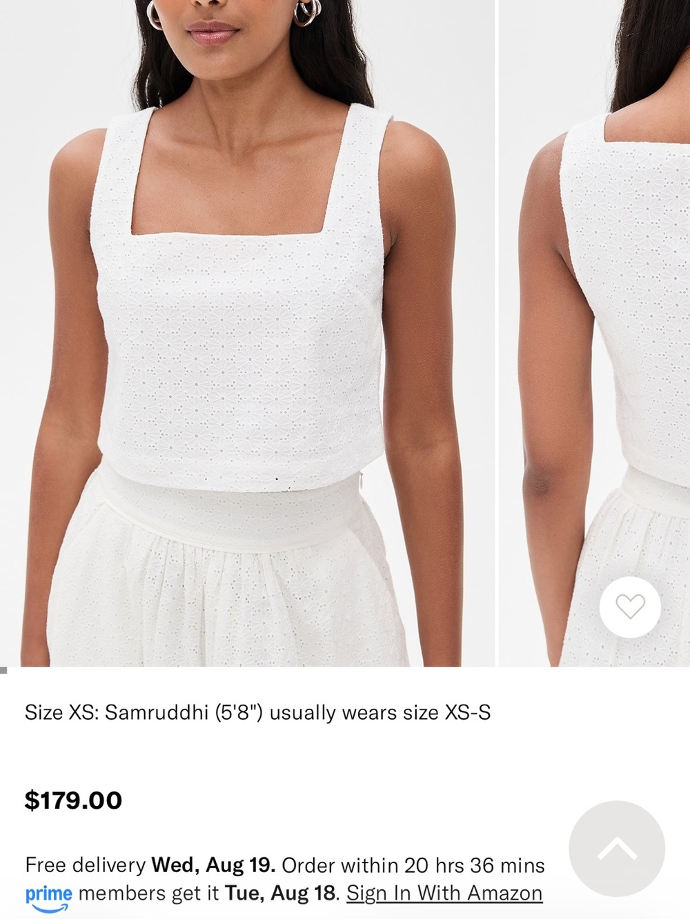 PAIGE White Eyelet Square Neck Cotton Tank Top Blouse Size Medium NWOT